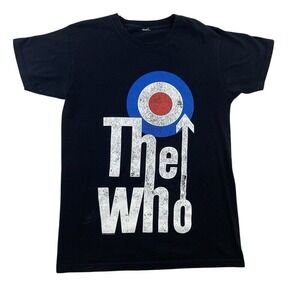 The Who T-Shirt Band Logo Graphic Print‎ Short Sleeve Black Tee